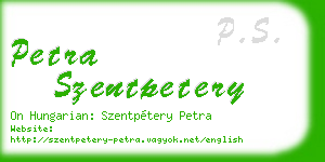 petra szentpetery business card